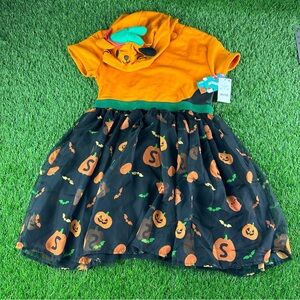 Girls' Squishmallows Halloween Cosplay Short Sleeve Dress - Black/Orange Large
